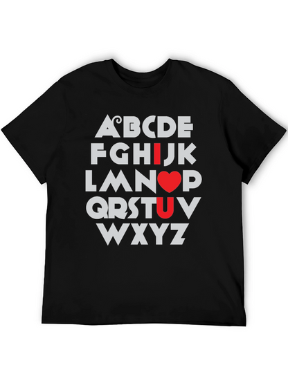 Camiseta Negra I Love U Alfabeto
