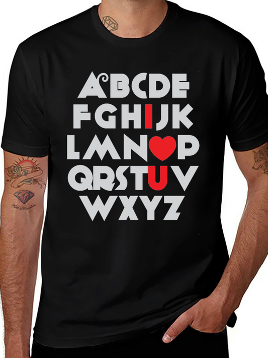 Camiseta Negra I Love U Alfabeto