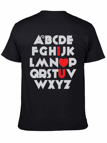Camiseta Negra I Love U Alfabeto