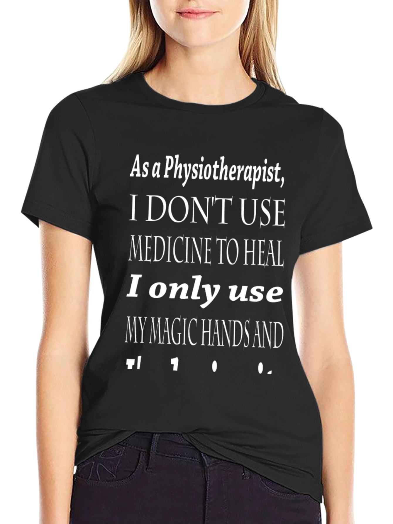 Camiseta Negra Fisioterapeuta Manos Mágicas