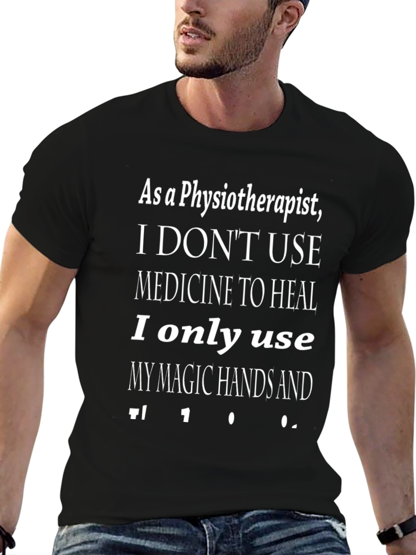 Camiseta Negra Fisioterapeuta Manos Mágicas