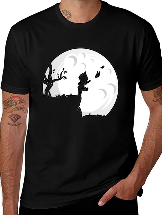 Camiseta Negra Luna Niño Silueta