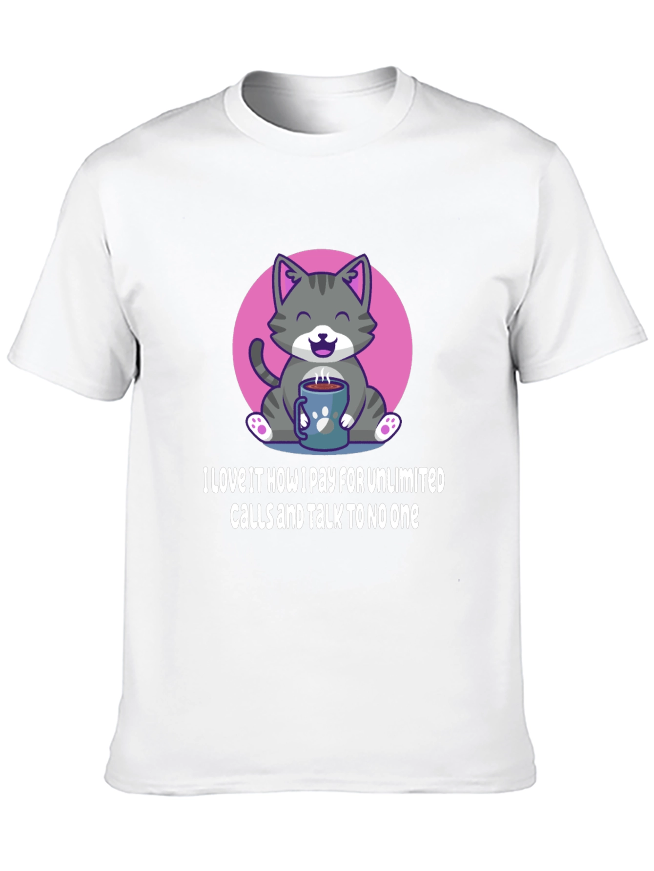 Camiseta Negra: Gato con Café y Frase Divertida