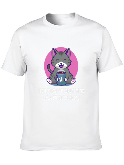 Camiseta Negra: Gato con Café y Frase Divertida
