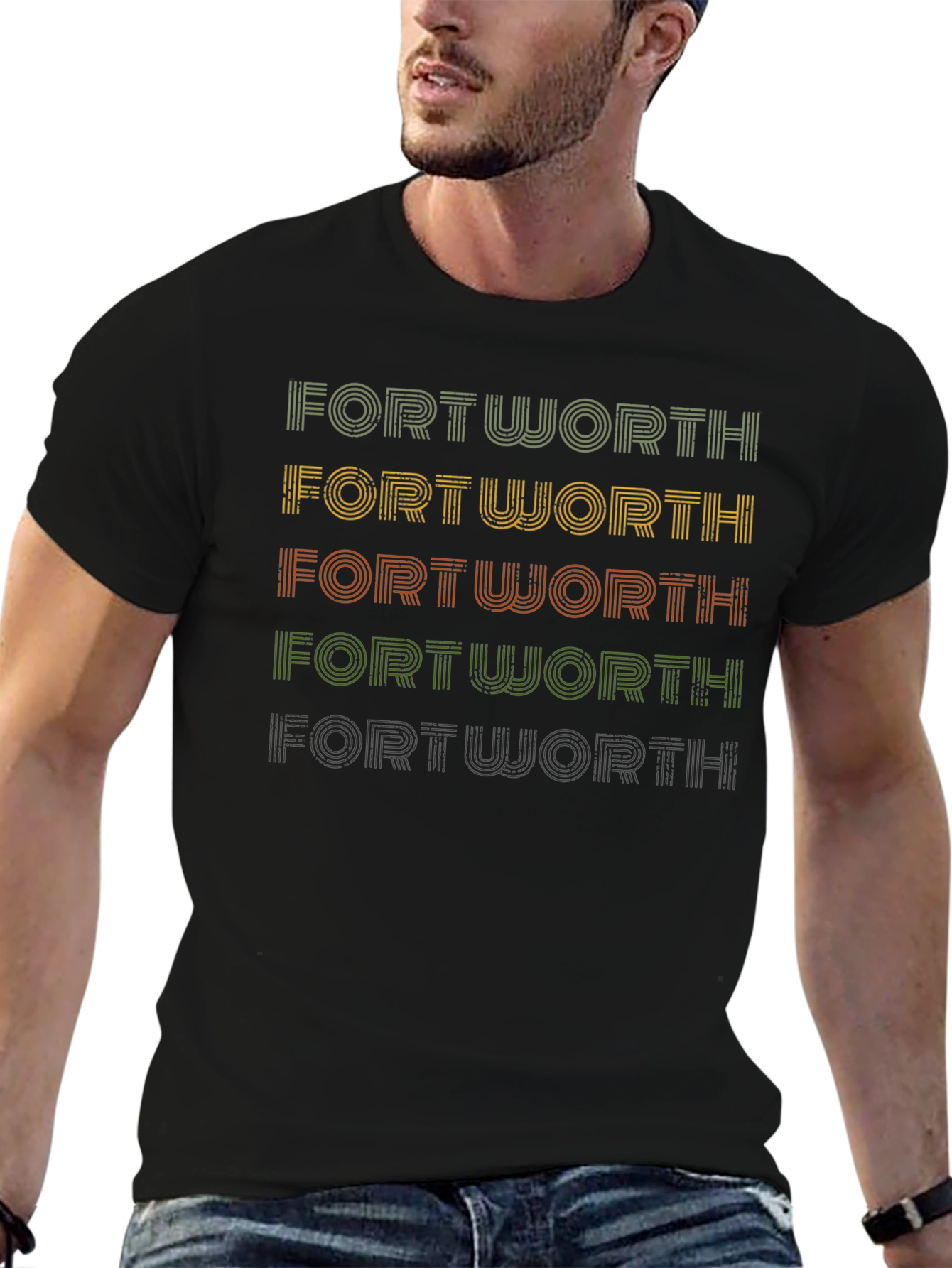 Camiseta Hombre Fort Worth Diseño Retro