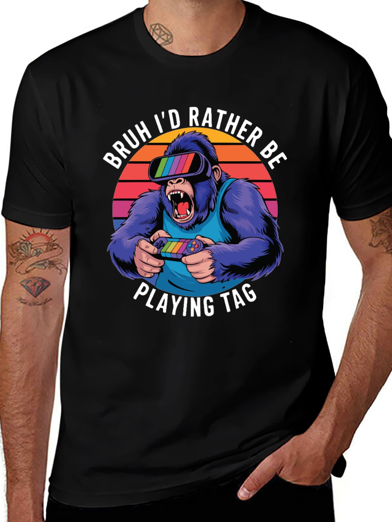Camiseta con diseño de gorila gamer