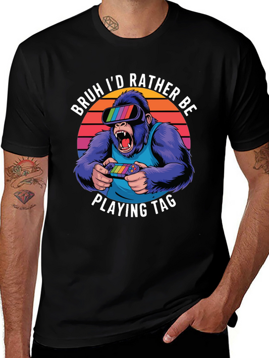 Camiseta con diseño de gorila gamer
