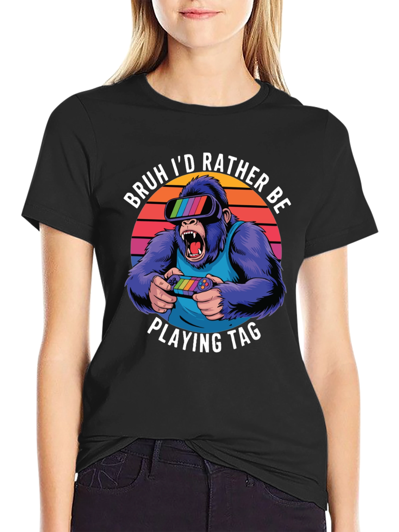 Camiseta con diseño de gorila gamer