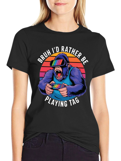 Camiseta con diseño de gorila gamer