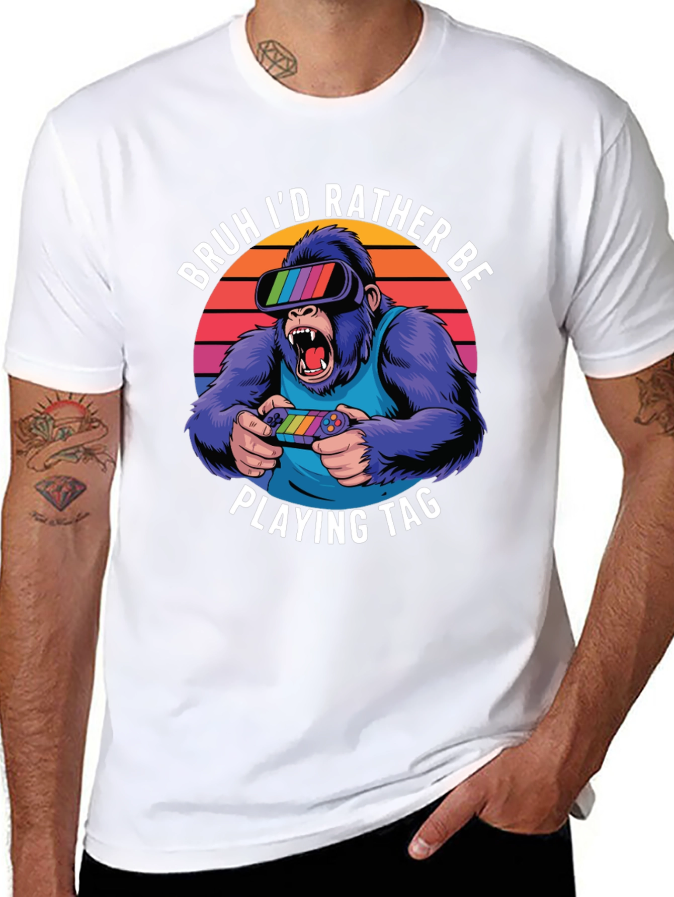 Camiseta con diseño de gorila gamer
