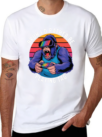 Camiseta con diseño de gorila gamer