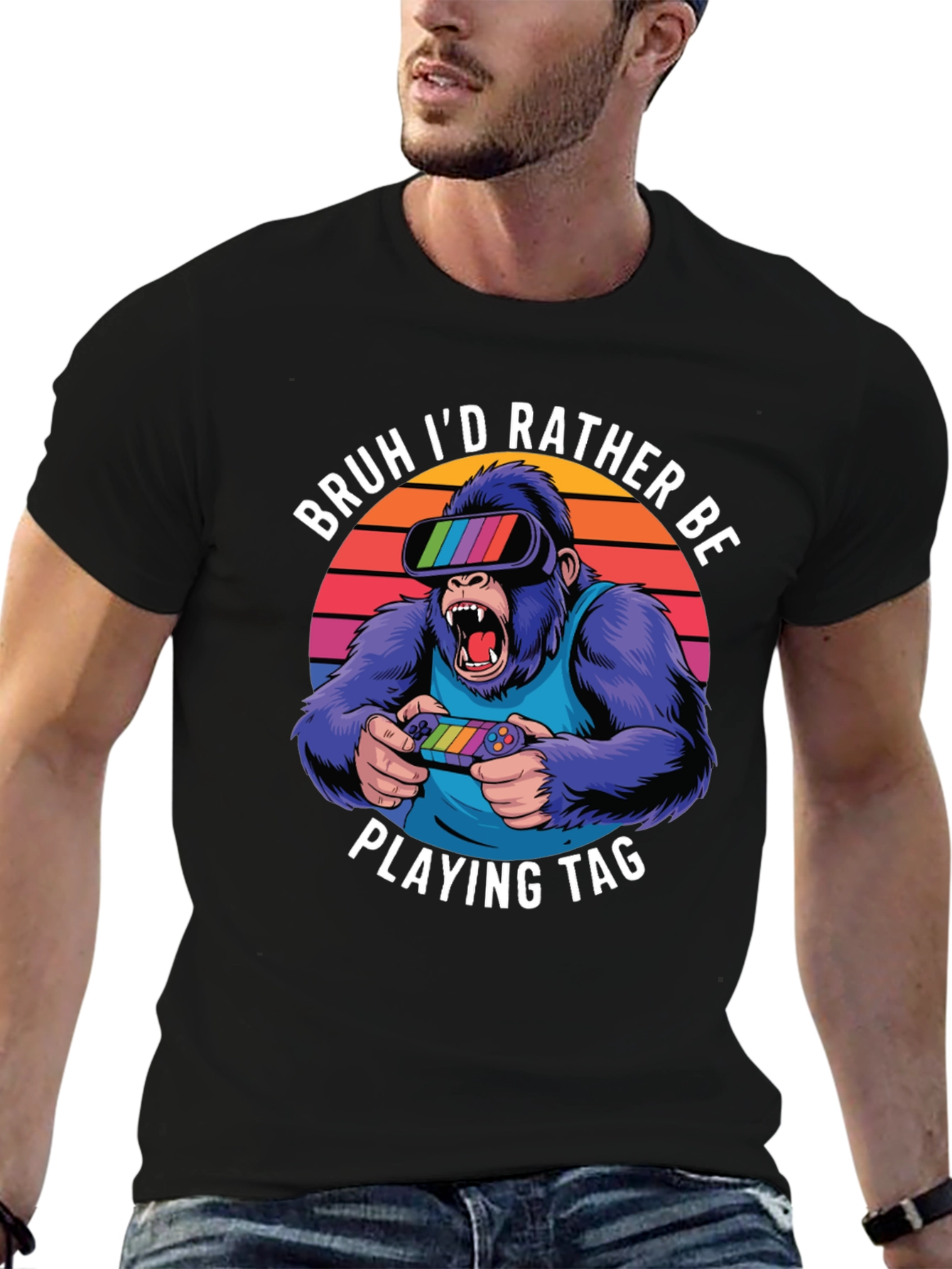 Camiseta con diseño de gorila gamer