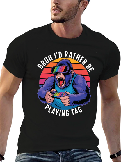 Camiseta con diseño de gorila gamer