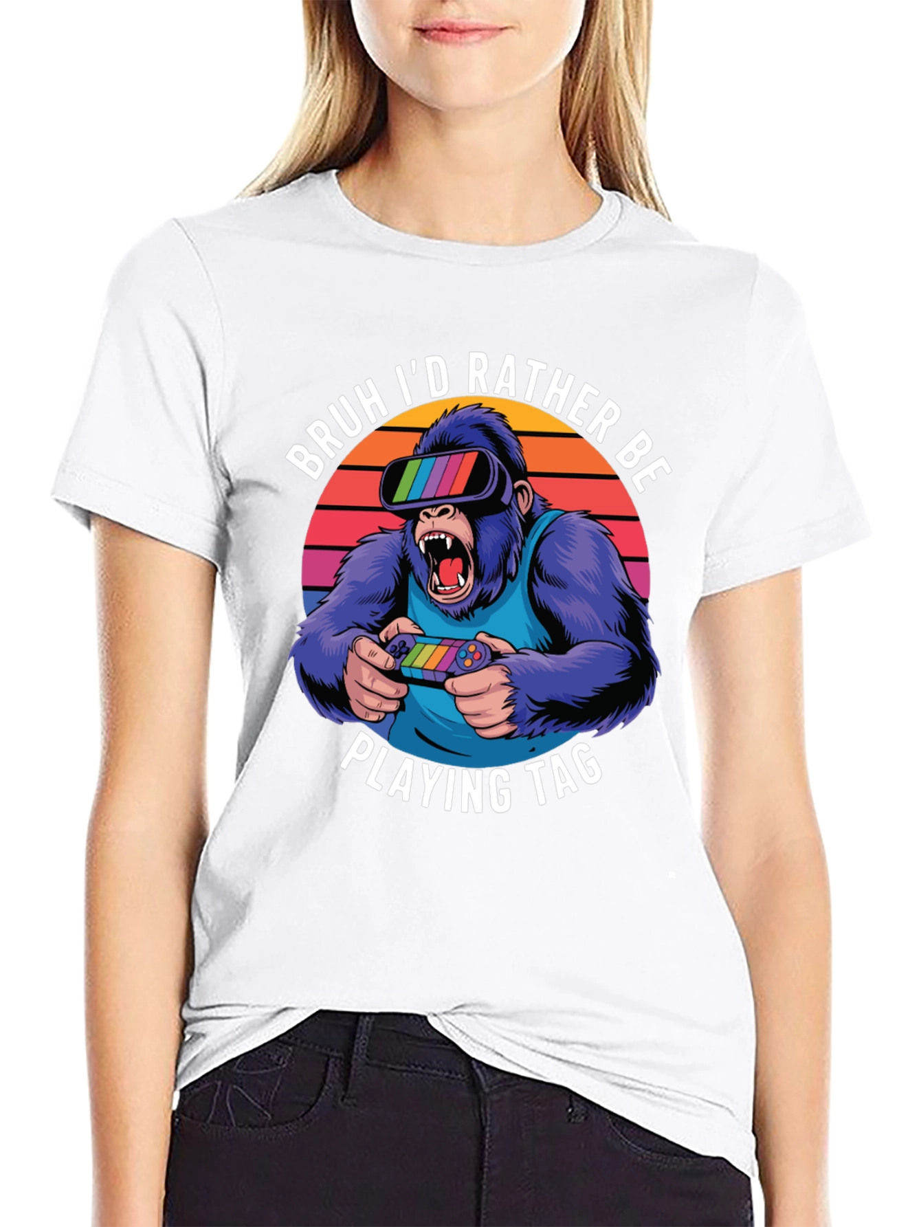 Camiseta con diseño de gorila gamer