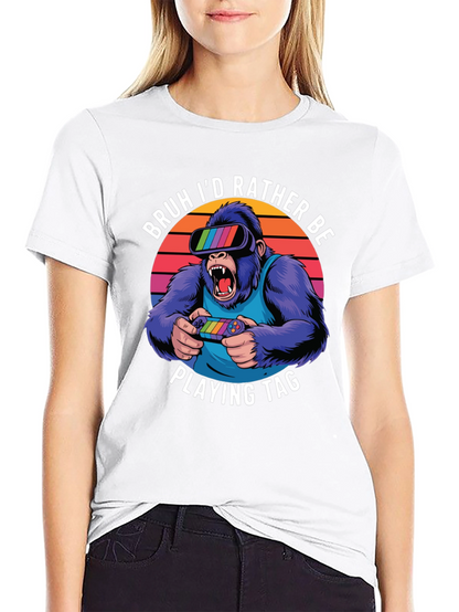 Camiseta con diseño de gorila gamer