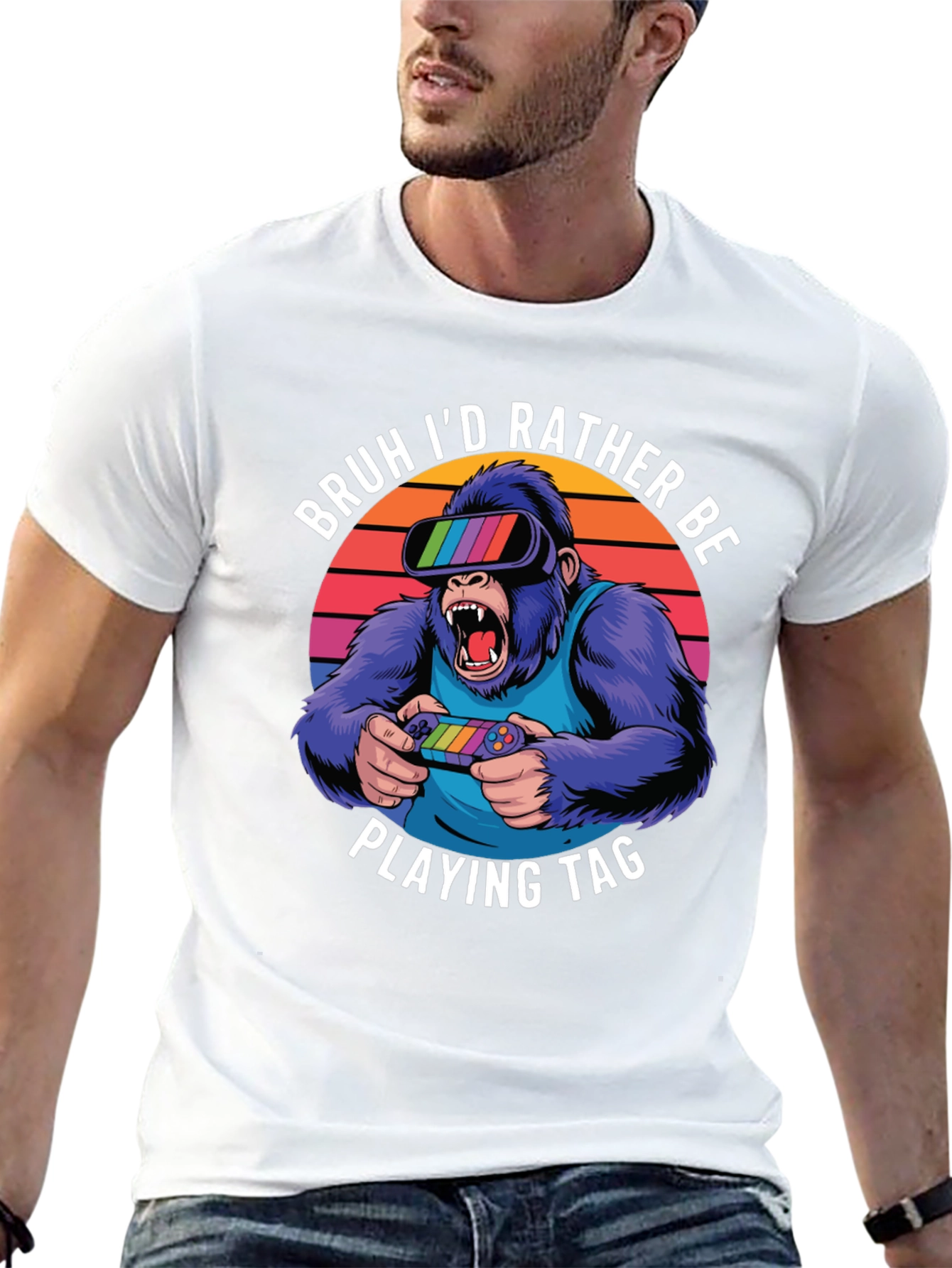 Camiseta con diseño de gorila gamer