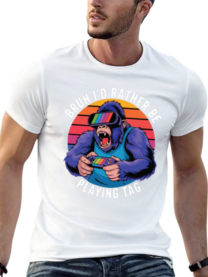 Camiseta con diseño de gorila gamer