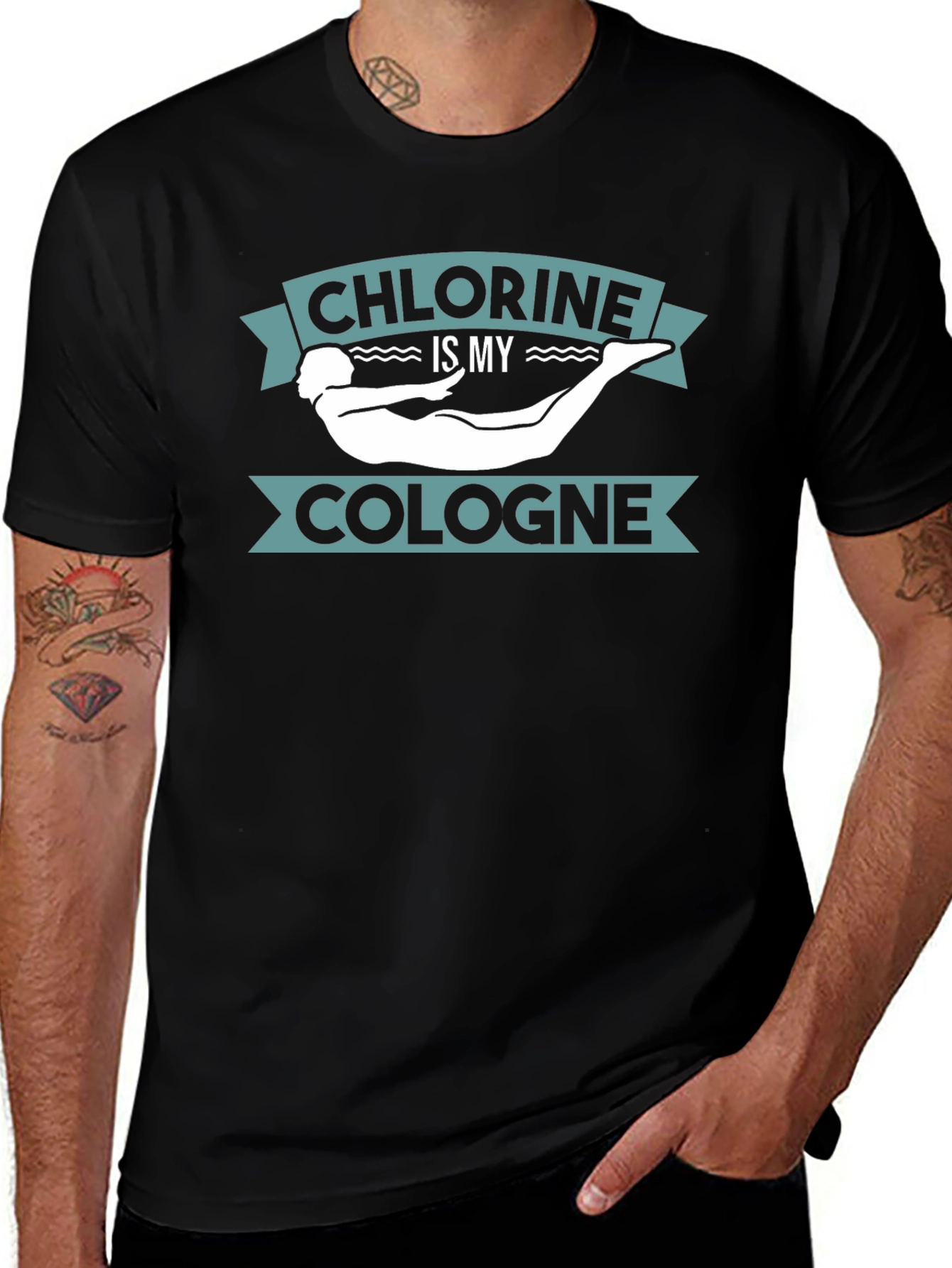 Camiseta Negra Cloro es mi Colonia Natación