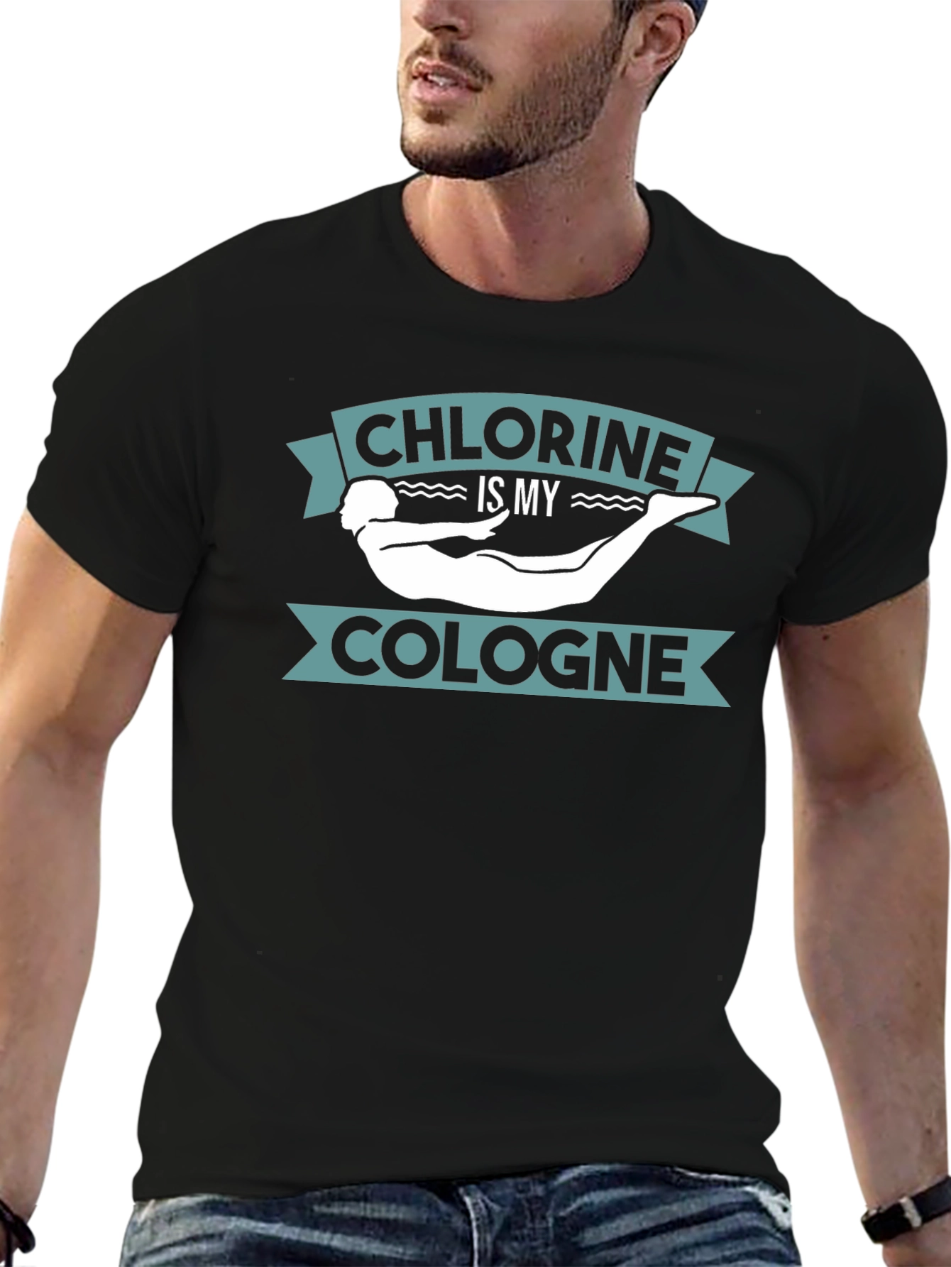 Camiseta Negra Cloro es mi Colonia Natación