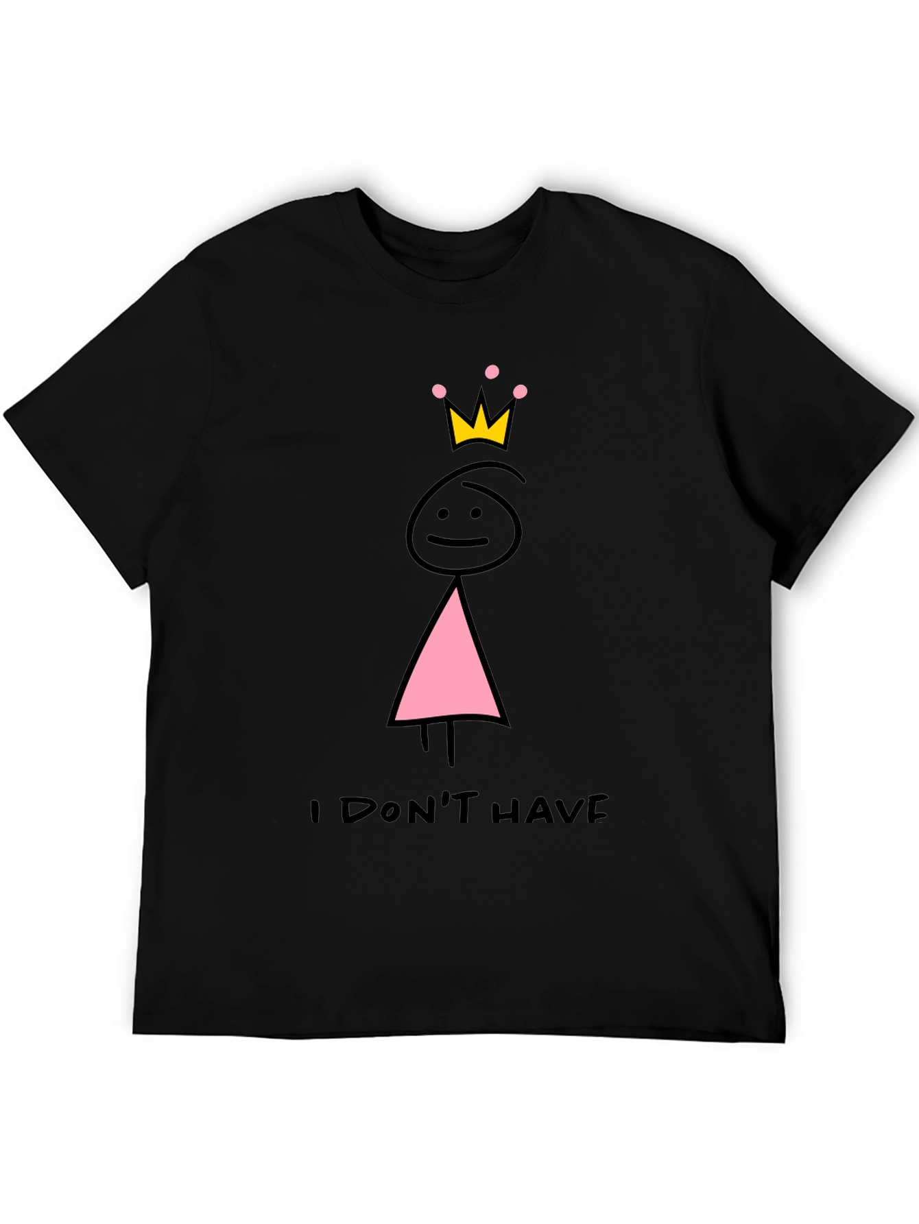 Camiseta Negra con Dibujo de Princesa sin Tetas