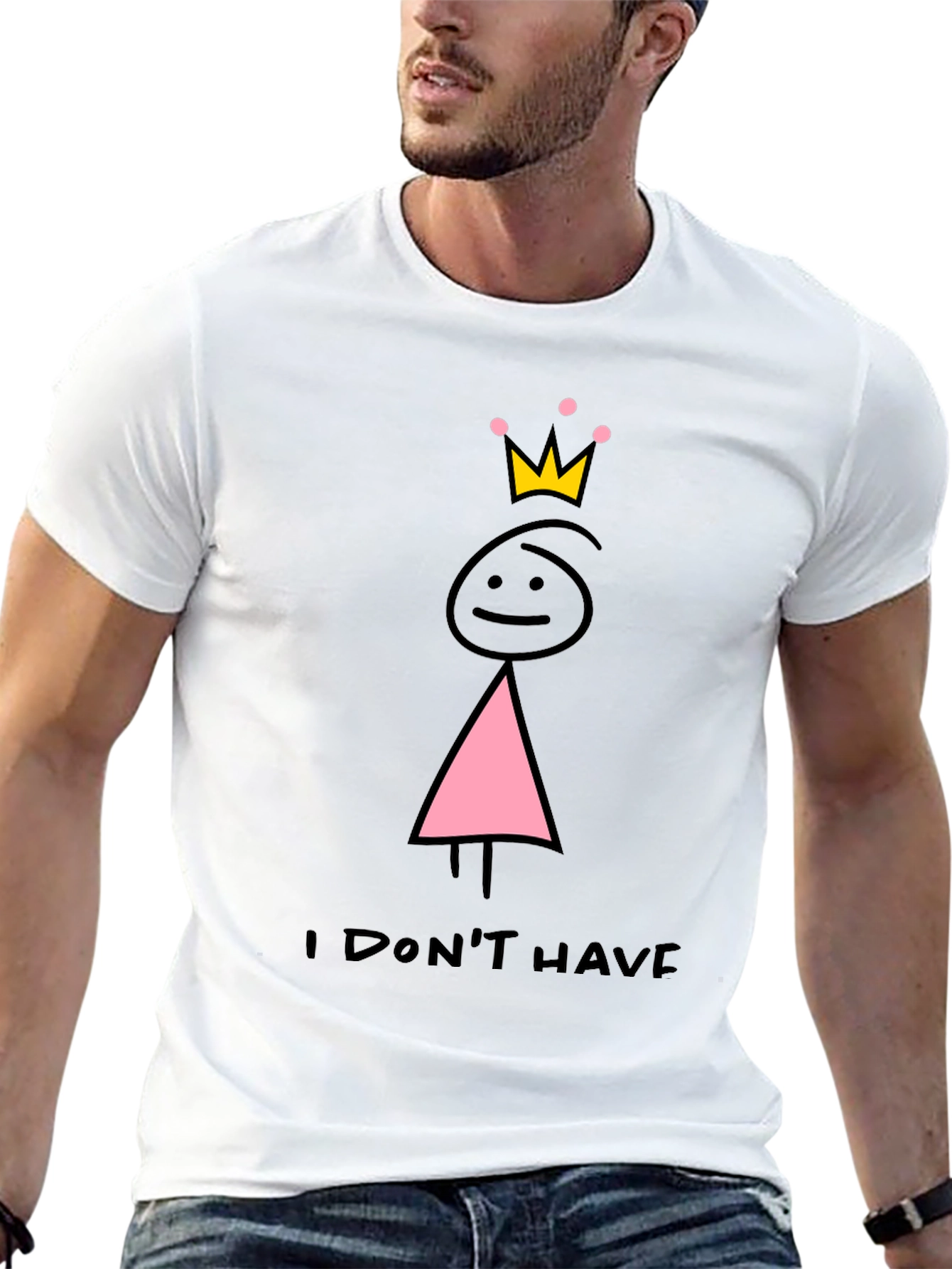 Camiseta Negra con Dibujo de Princesa sin Tetas