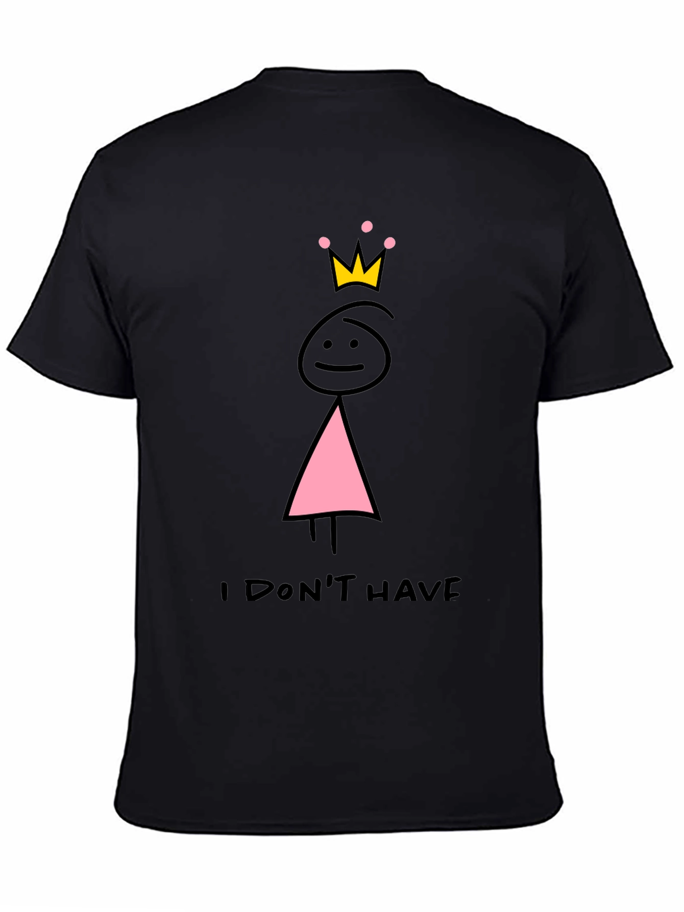 Camiseta Negra con Dibujo de Princesa sin Tetas