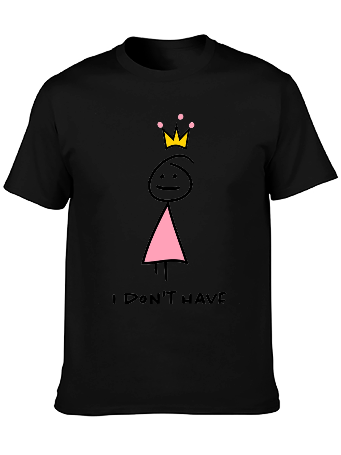 Camiseta Negra con Dibujo de Princesa sin Tetas