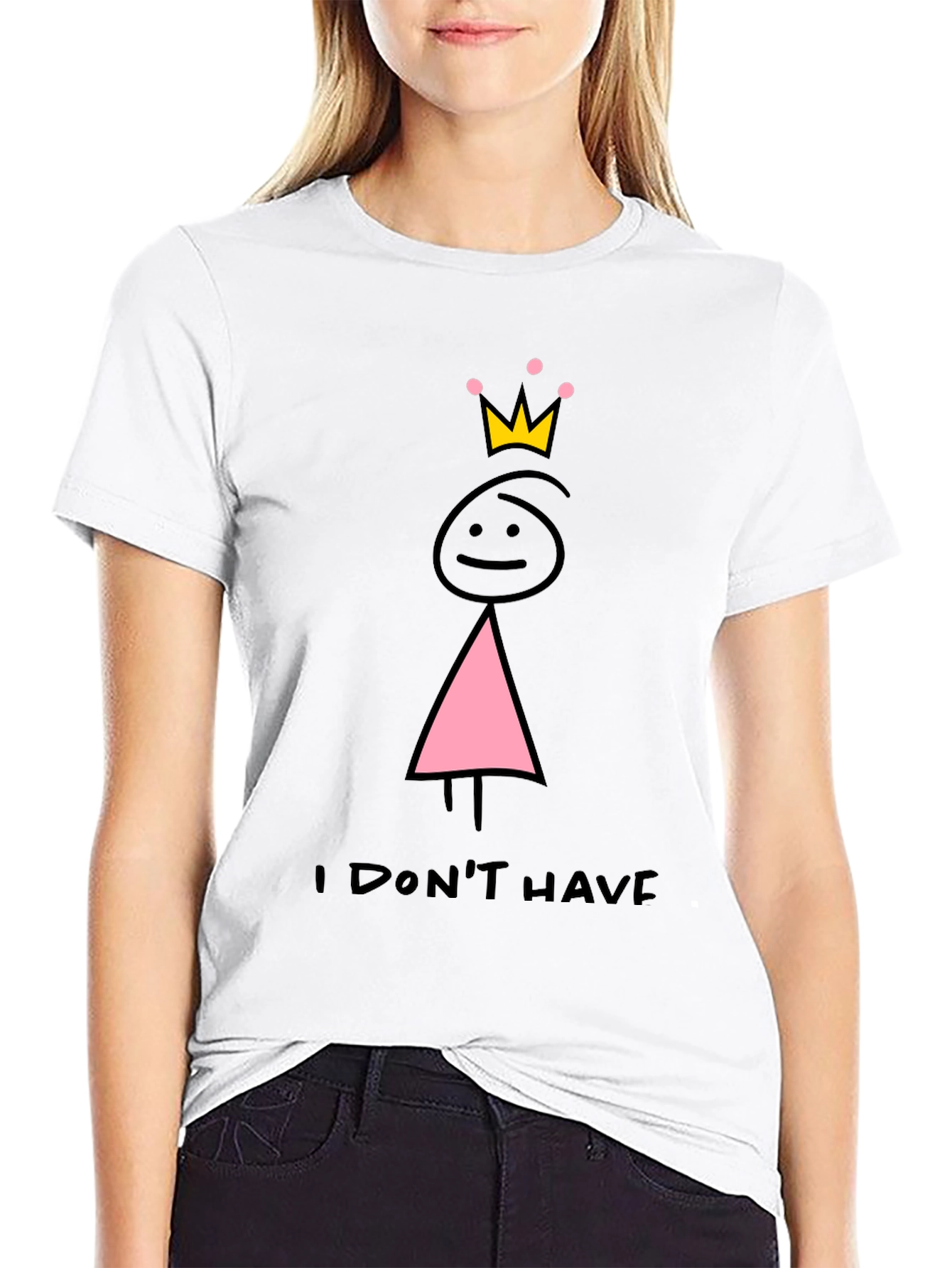 Camiseta Negra con Dibujo de Princesa sin Tetas
