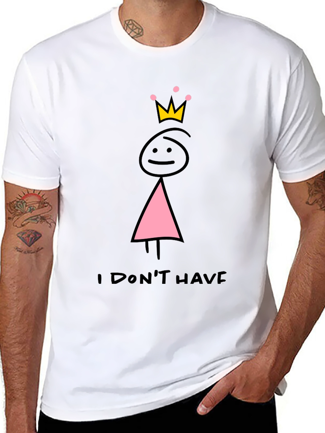 Camiseta Negra con Dibujo de Princesa sin Tetas