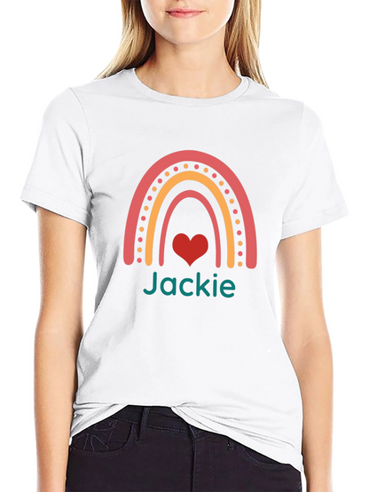 Camiseta Negra Personalizada con Arcoíris y Nombre