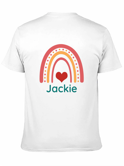 Camiseta Negra Personalizada con Arcoíris y Nombre
