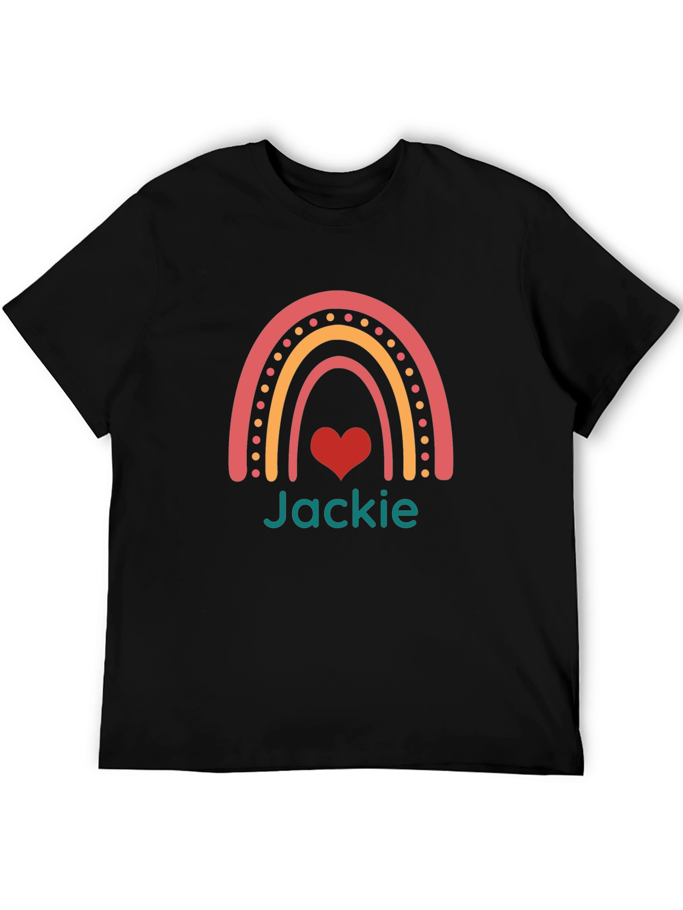 Camiseta Negra Personalizada con Arcoíris y Nombre