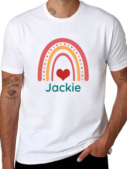 Camiseta Negra Personalizada con Arcoíris y Nombre