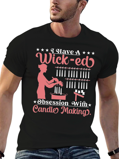 Camiseta Negra Wick-ed Obsesión Fabricación Velas