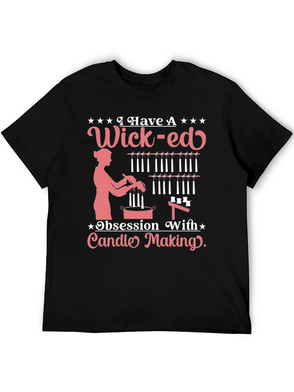 Camiseta Negra Wick-ed Obsesión Fabricación Velas