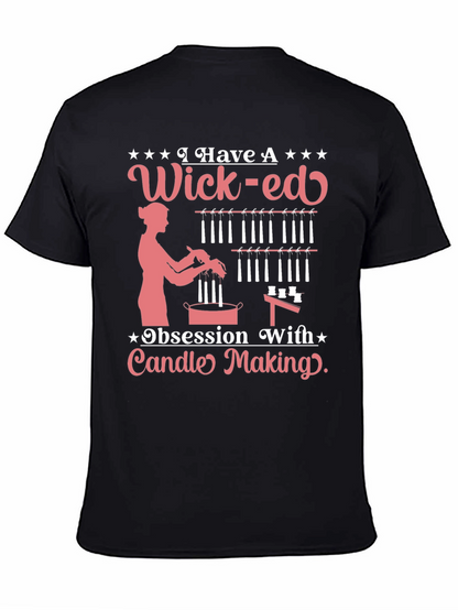 Camiseta Negra Wick-ed Obsesión Fabricación Velas