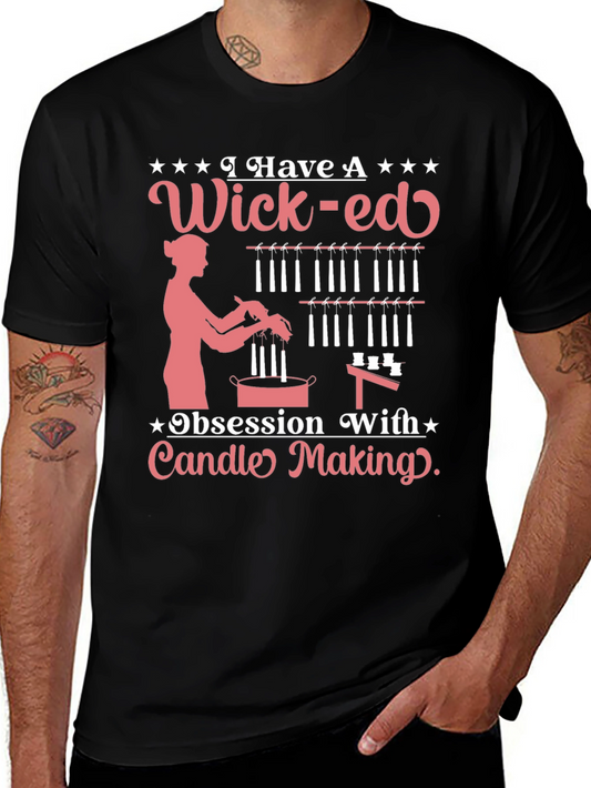 Camiseta Negra Wick-ed Obsesión Fabricación Velas