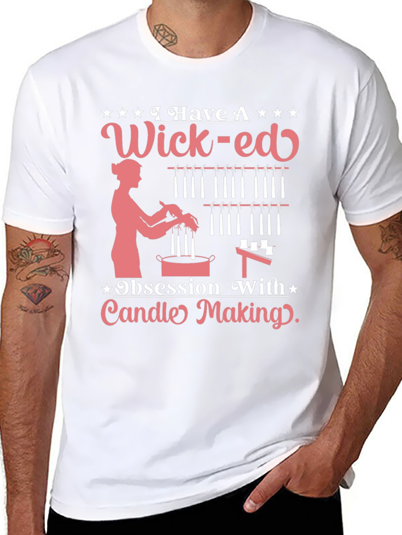 Camiseta Negra Wick-ed Obsesión Fabricación Velas