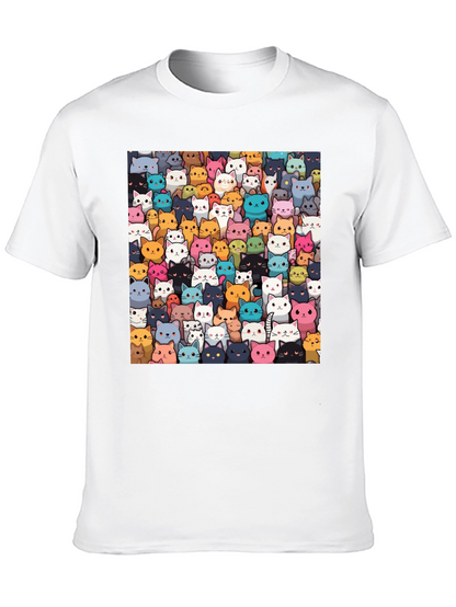 Camiseta Negra con Diseño de Gatos Animados