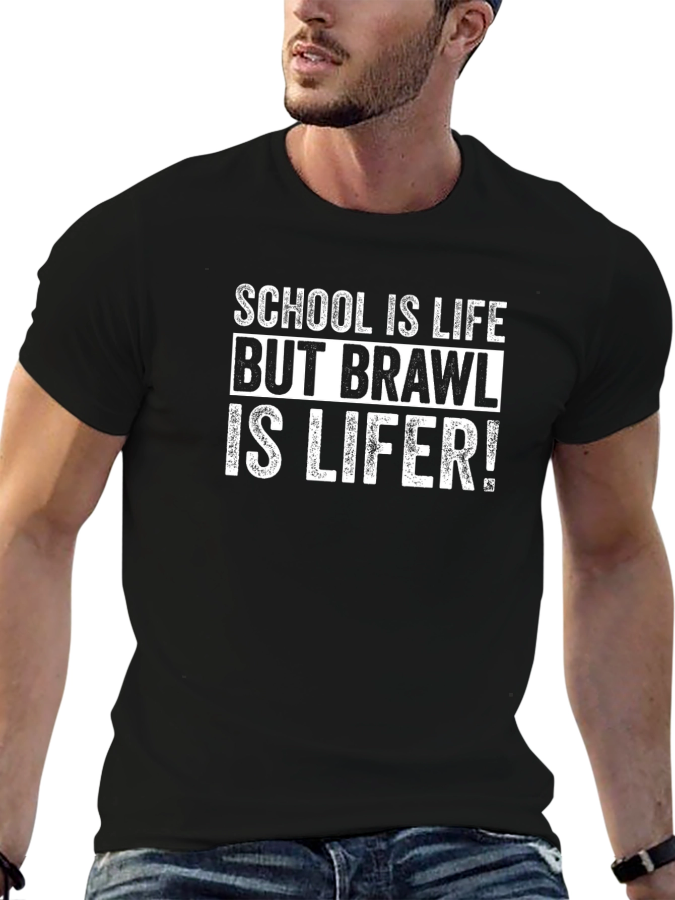 Camiseta Negra: School is Life Brawl is Lifer
