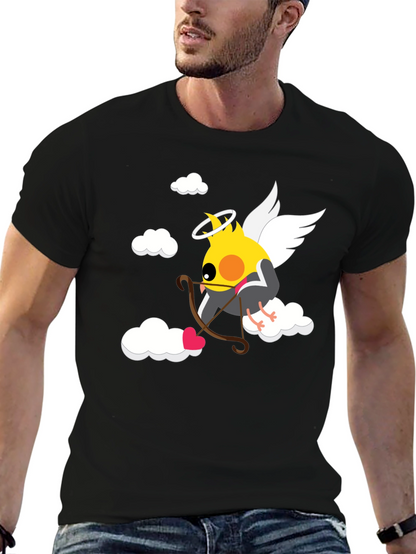 Camiseta Negra con Diseño de Cupido Ave