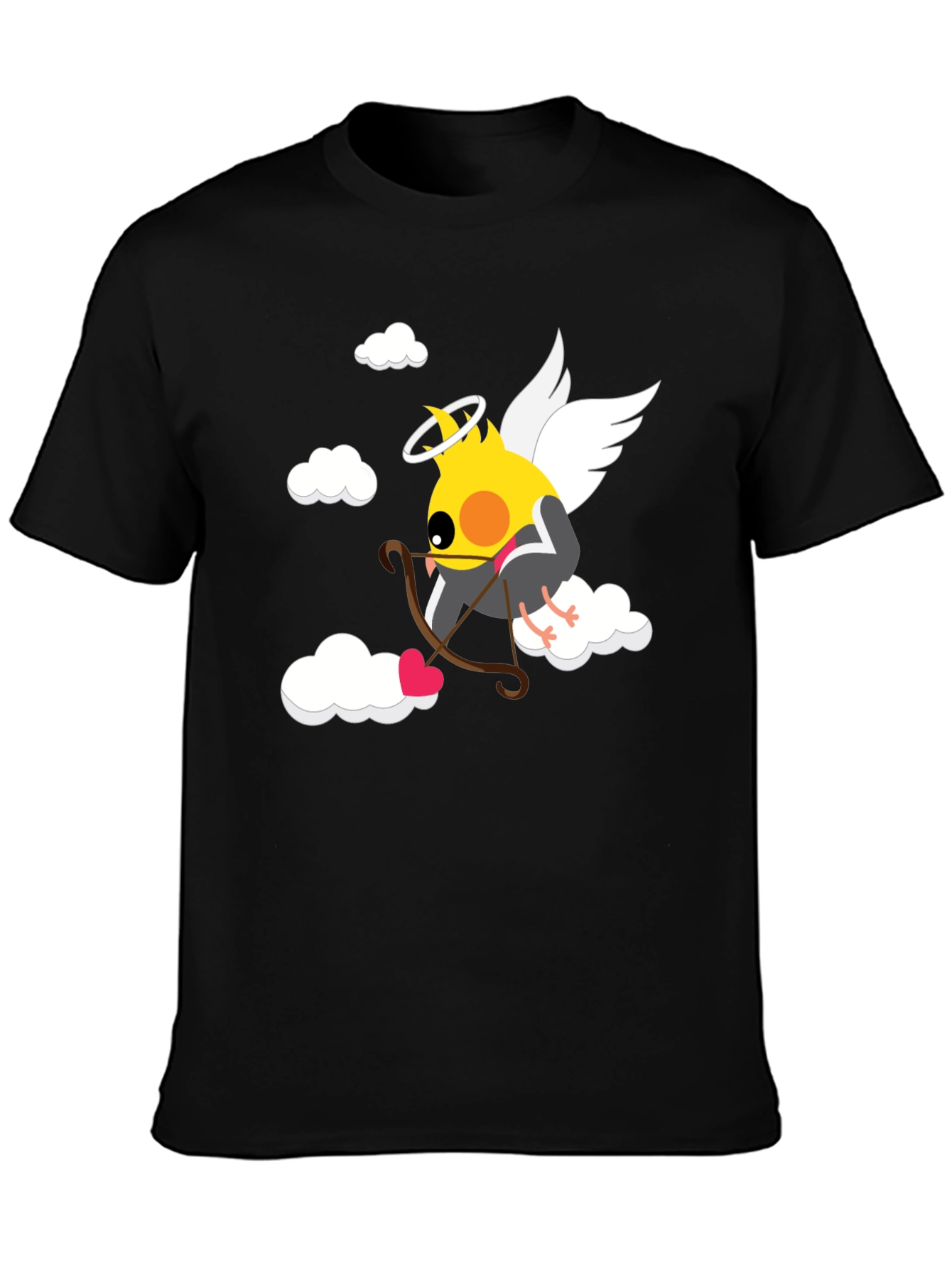 Camiseta Negra con Diseño de Cupido Ave