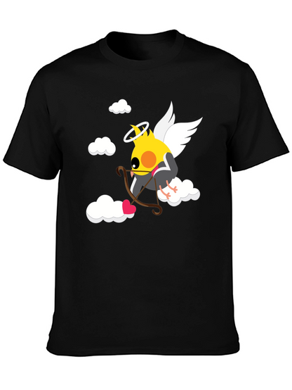 Camiseta Negra con Diseño de Cupido Ave