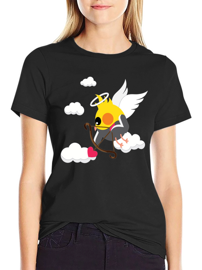 Camiseta Negra con Diseño de Cupido Ave