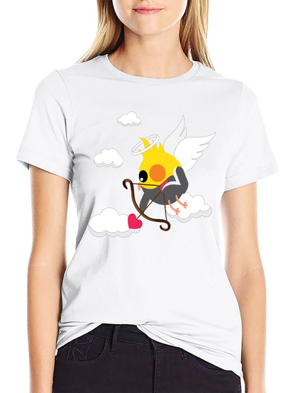 Camiseta Negra con Diseño de Cupido Ave