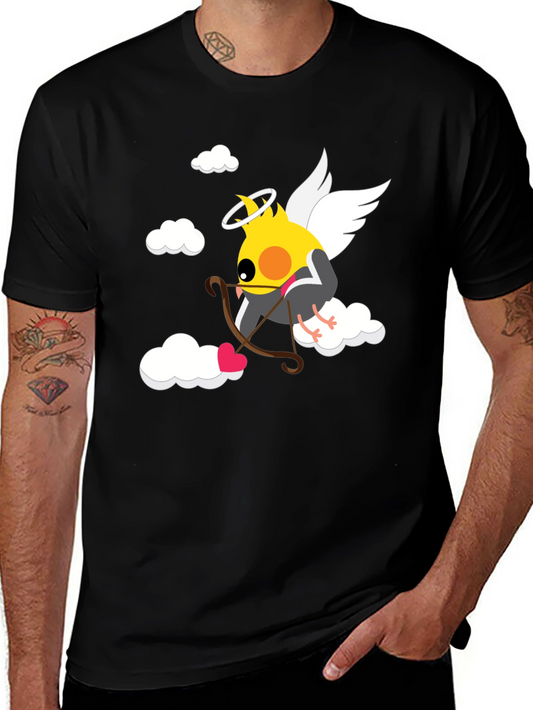 Camiseta Negra con Diseño de Cupido Ave