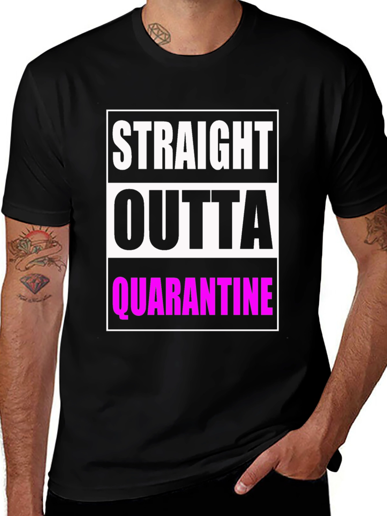 Camiseta Negra: Straight Outta Quarantine