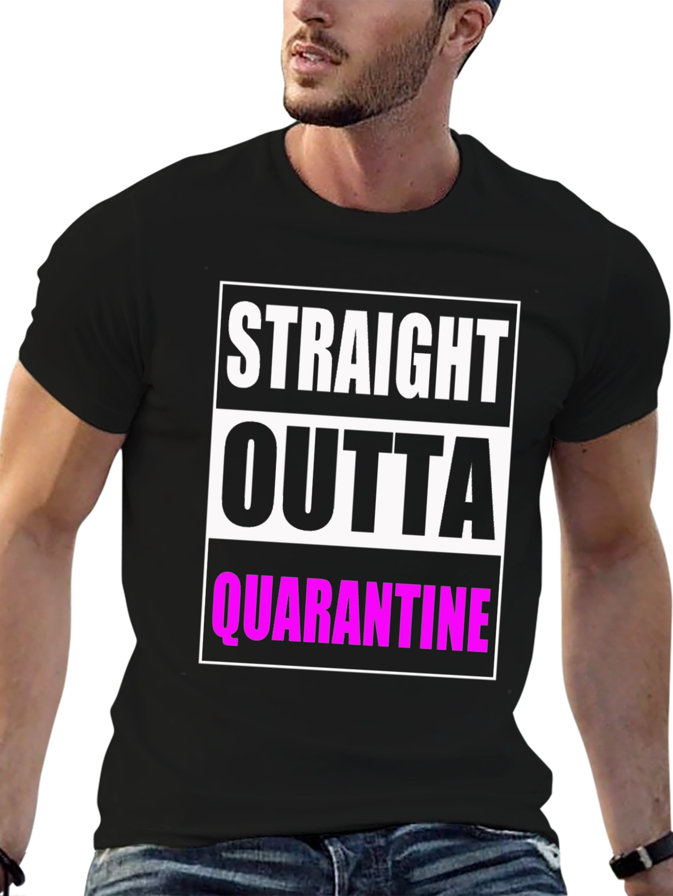 Camiseta Negra: Straight Outta Quarantine