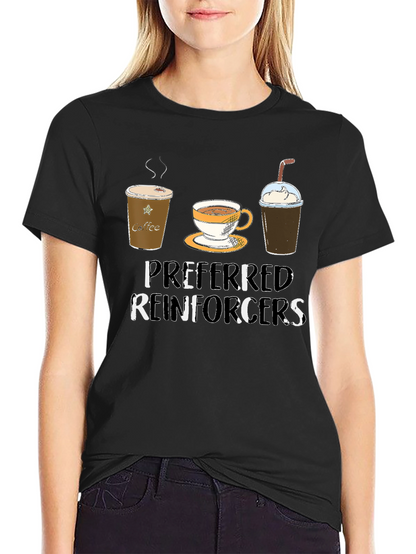 Camiseta Negra con Diseño de Café Preferred Reinforcers
