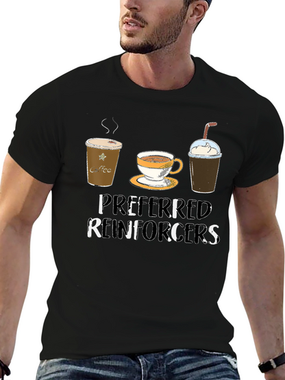 Camiseta Negra con Diseño de Café Preferred Reinforcers